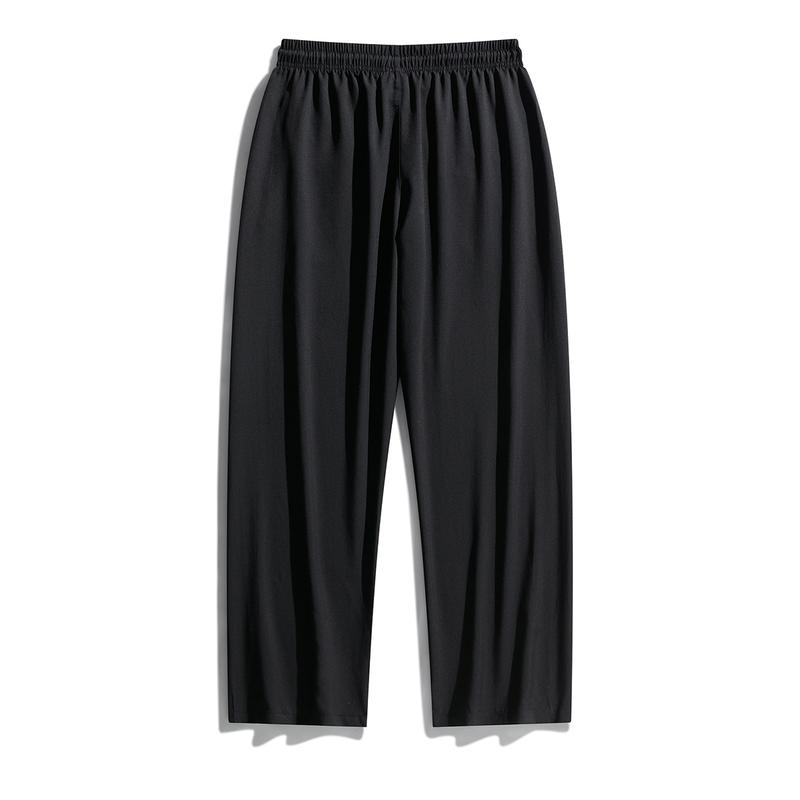 Spring and Autumn Men’s Black Side-Striped Loose Drawstring Sweatpants, Suitable for Daily Casual Wear