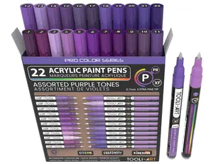 Acrylic Paint Pens 22 Assorted Purple Tones Pro Markers Set 0.7mm Extra Fine Art Supplies Artist Bundle