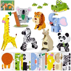 3D Puzzles for Kids Toys Jungle Animals Pack 8.3D Puzzle Jigsaw 6-8 9-13, Educational Girl and Boy Toys.Gifts for Kids Activity, Birthday Gifts for Boys.3-D Foam, Christmas