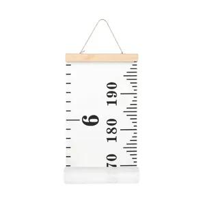 Growth Height Chart Handing Ruler Wall Decor for Kids, Canvas Removable Height Growth Chart 79" x 7.9" (Black & White)