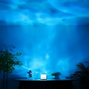 16-color color-changing water wave aurora projection night light, USB-powered LED ambient light, with remote control, suitable for home, office, bar and restaurant decoration for a fashionable atmosphere lighting. Creative home decoration. Gift.