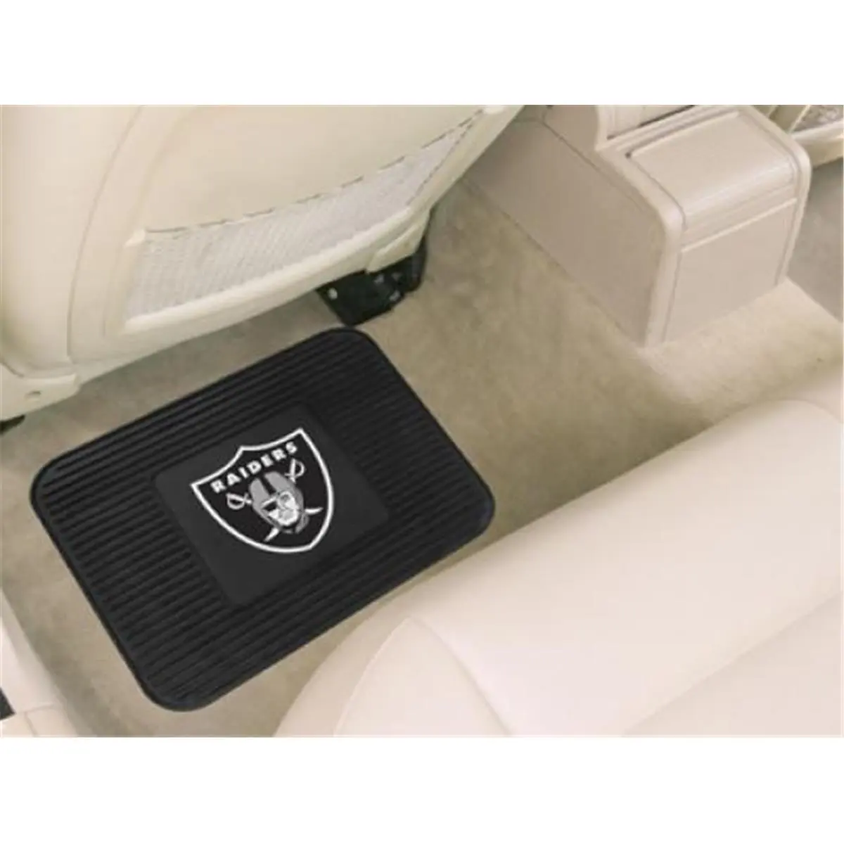 212 MAIN Oakland Raiders Team Logo Heavy-Duty Vinyl-Rubber Rear-Seat Car Mat, Fit for Cars/SUVs, Rubber Car Floor Mats, Interior Car Accessories