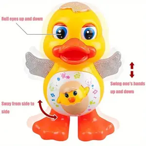 Music lantern dancing duck interactive toy with movable wings - battery powered educational sensory toy, the perfect gift for infants and children, Christmas and Halloween gifts (excluding batteries).