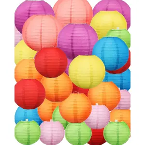 48 Pcs Paper Lanterns Party Decorations Chinese Round Paper Decor 4/6/8/10 Inch Asian Hanging Lamps Decorative for Graduate Wedding Birthday Party Bridal Parties Supplies(Multicolor)