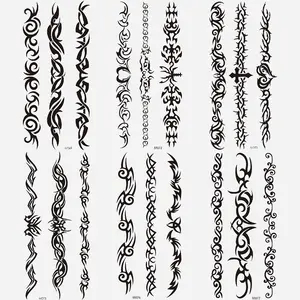 6 Sheets Tribal Temporary Tattoo Stickers, Small Totem Designs, American Retro Style Body Art Tattoos for Men & Women