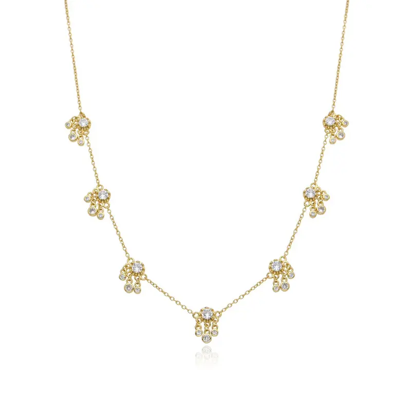 Women's Allegra Dangling CZ Drop Necklace - Gold-Tone Chain, Rhinestone Finish, Bling, Shiny Sparkling, Sparkle Bedazzled, Silver-Colored Costume Jewelry Accessory, Bling Necklaces, Rhinestone Finish Necklaces