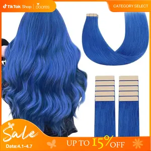 Doores 10pcs Colored Party Highlight Tape in Hair Extensions Human Hair 30g 14 to 24 inch Remy Invisible Tape Ins Straight