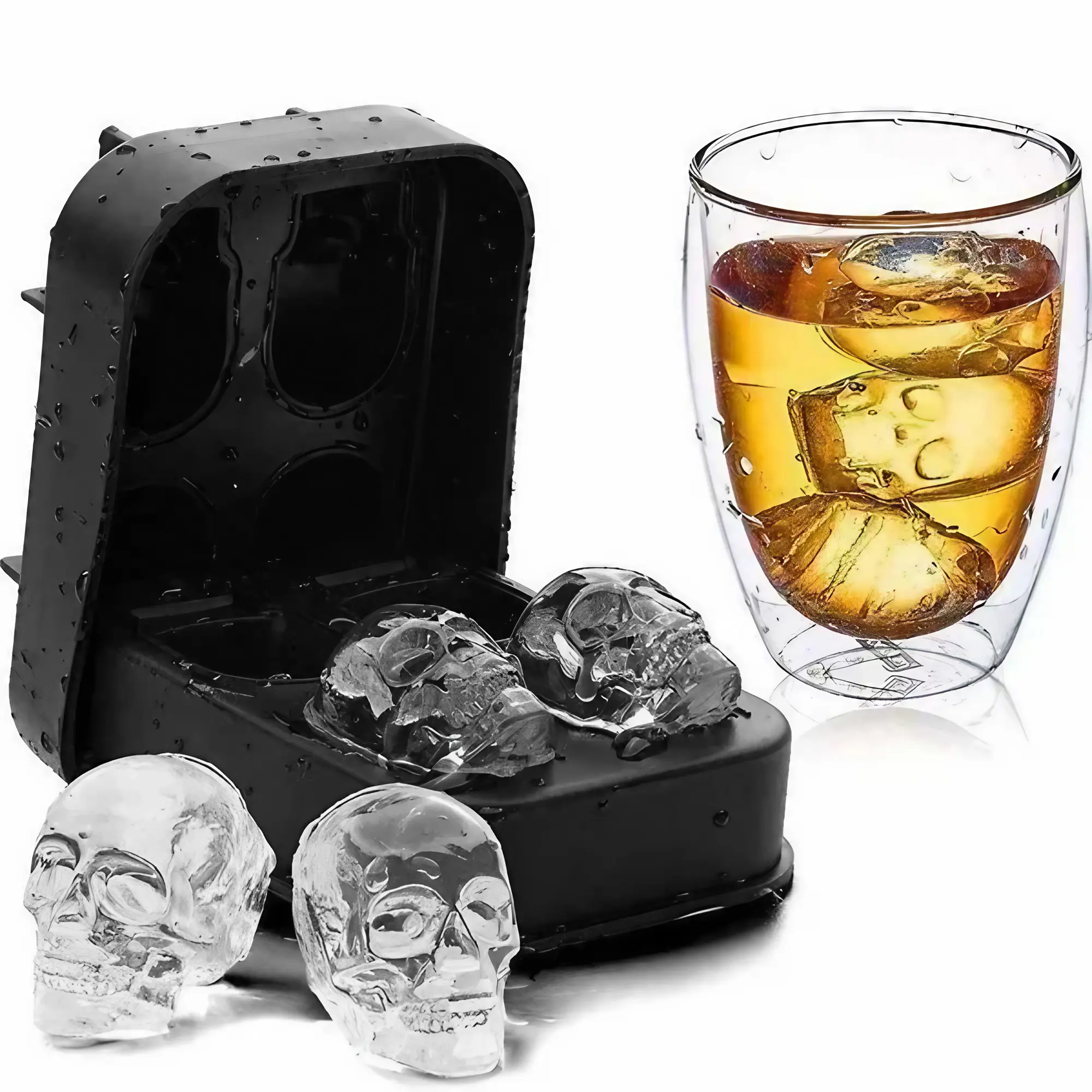 Silicone Ice Cube Molds with Lid, Ice Cube Tray, Non-Slip Design, Large Capacity, Perfect for Whiskey Balls, Cocktails, Party Drinks, Home Bar Tools, Home Bar Accessories