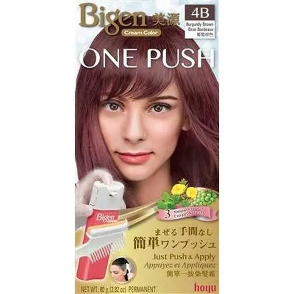 Bigen One Push Cream Color #4B Burgandy Brown