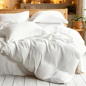 4-Piece White Microfiber Bedding Set - Ultra-Soft, Durable, High-Density Flannel Sheets, Minimalist Summer Style Linen Sheet Set
