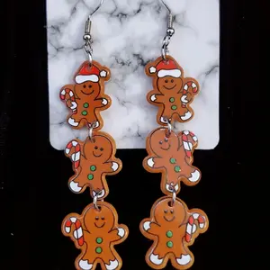 Gingerbread Cookie Earrings - Festive Christmas Jewelry with Festive Design
