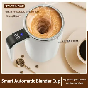 【Smart Timing & Smooth Blending,Temperature Lock 】Upgraded Electric Self-Stirring Coffee Mug Magnetic Stirring Cup Rechargeable Automatic juicer   machines   with LCD Display Thermometer Smooth Stirring Suitable for Milk Cocoa Coffee Multifunctional