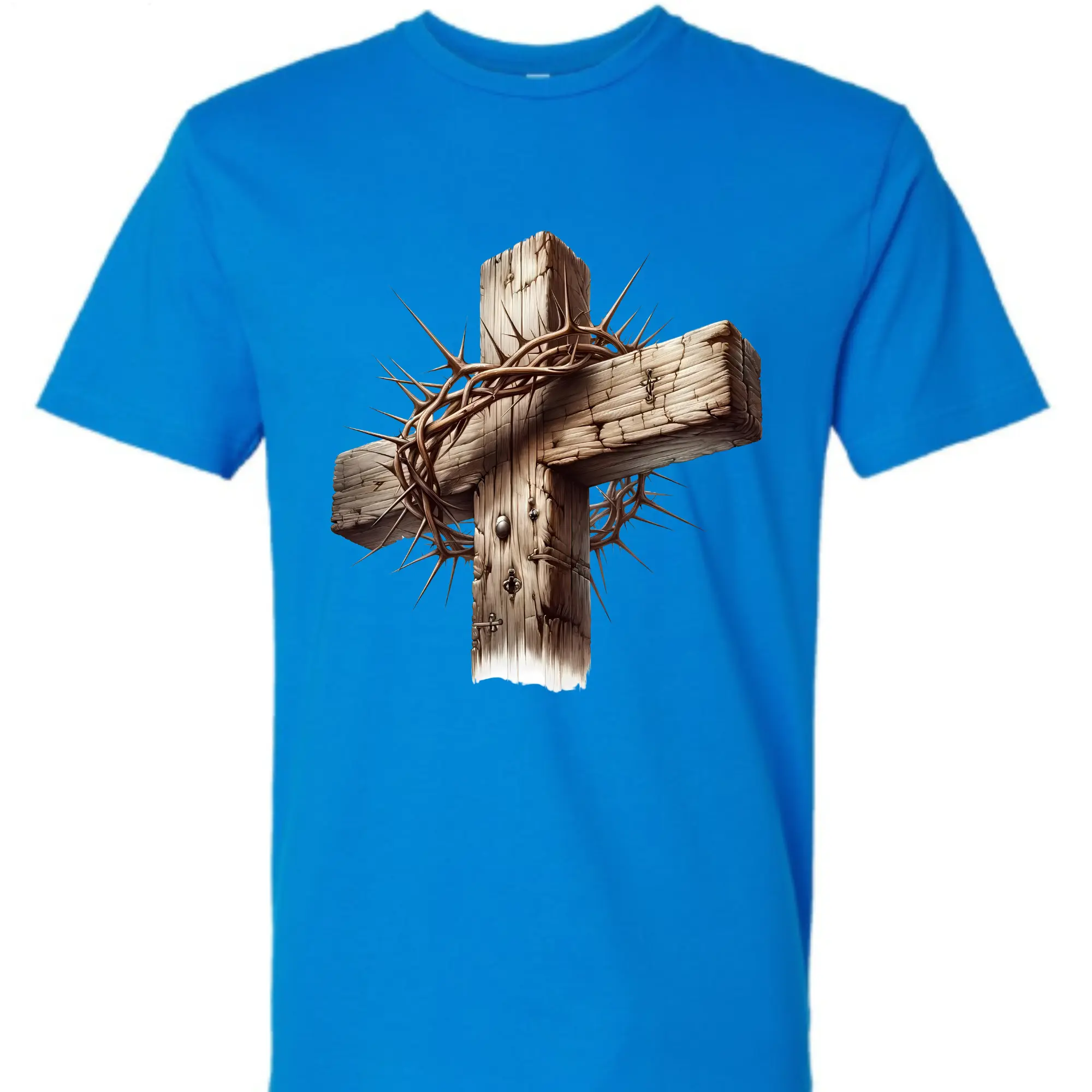 Christian Design Cross and Crown Of Thorns Direct To Film Print, DTF Print, Ready To Press Print For T-Shirts