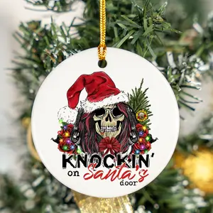 Knockin on Santa’s Door Gritty Rock Style Movie TV Show Music Ornament, Ceramic And Acrylic Ornament
