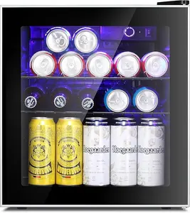 Antarctic Star Mini Fridge Cooler 68 Can Beverage Refrigerator Glass Door for Beer Soda Wine Small Drink Dispenser Clear Front Door Removable for Home, Office or Bar, 1.5cu.ft.