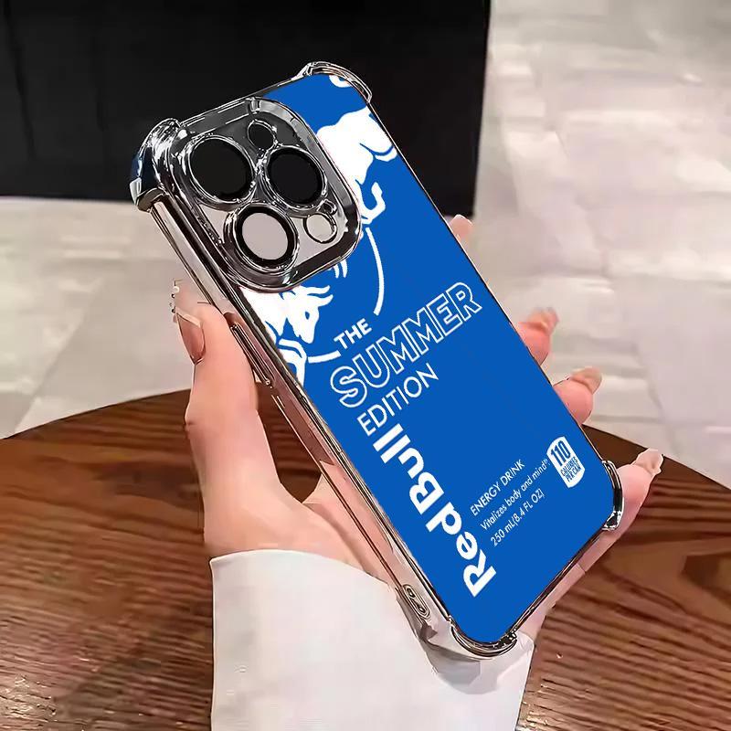 Redbull Energy Drink Challenger Edition Collection Style Electroplated TPU Casing For iphone 16 15 14 13 12 11 X XS PRO PLUS MAX Four Corners Anti - Fall Soft Silicone Gift Shockproof Protection Anti - Drop Protective Protector Phone Cases Shell Cover