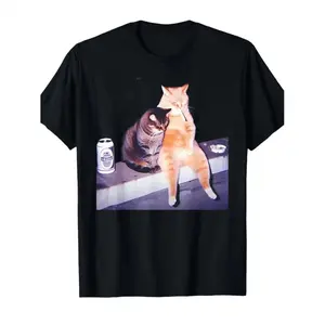 Vintage Smoking Cat Meme Tee For Cat Lovers Soft Black Crew Neck Humorous Graphic Shirt Perfect Gift