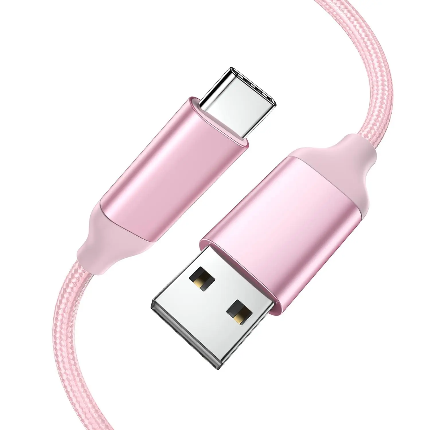 Awnuwuy 10FT Durable USB-A to USB-C Charging Cable (Pink) with Plug & Aluminium Connector, Quick Charge Sync Cord for Android Auto, Samsung Galaxy Devices