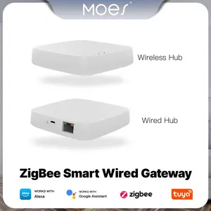 MOES Tuya ZigBee 3.0 Hub, Wireless/Wired Gateway, WiFi Smart Home Bridge Remote Controller,Work with Tuya ZigBee Smart Device