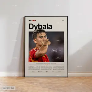Paulo Dybala Poster, Dybala Roma Wall Art, Framed Dybala Print, Football Fan Gift Idea, Roma Wall Decor, Soccer Poster