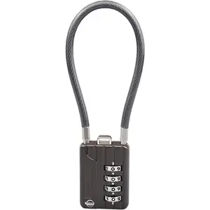 4 Digit Cable Combination Lock 7.1 inches Bold Cable for School Gym Locker,Helmet,Filing Cabinets,Toolbox,Luggage Suitcase,knapsack,Black 1Pack