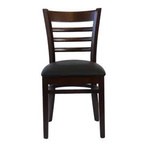 Wooden Ladder Back Chair with PU Leather Upholstered Seat- Dining and Bar Height