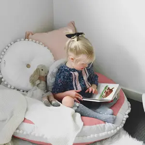 Large 35-inch Round Kids Floor Pillow Seating Cushion Oversized Mat for Reading Nook Teepee Playroom Nursery Canopy Pink