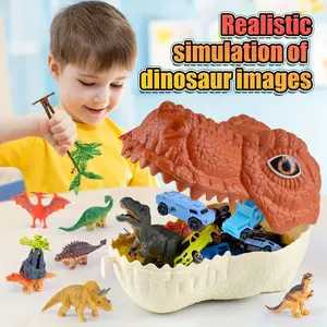Dinosaur-Themed Toy Storage Bag With Interactive Playset, Includes Dino Figures, Vehicles, And Accessories For Creative Play, Portable, Cute T-Rex Design For Kids, Perfect For Birthday Party Favors And Gift Bags