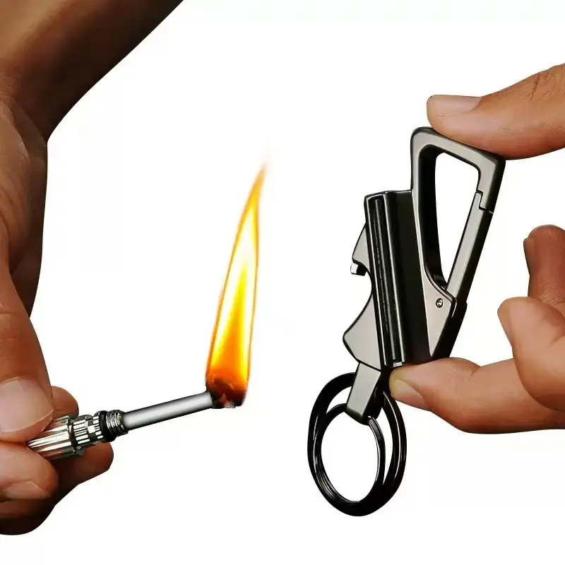 (Fuel Not included) 3-in-1 Multiple Use Fire Starter with Bottle Opener, Emergency  Waterproof Keychain Lighter for Camping outdoor survival