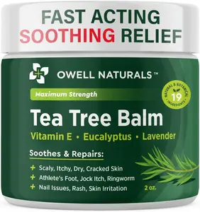 Owell Naturals Tea Tree Antifungal Balm – Extra Strength for Athlete’s Foot, Jock Itch, Ringworm & Skin Fungus – Soothing for Itchy, Dry, Cracked Skin, Feet & Body, 2 oz