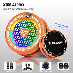 BLUEWOW X109 AI Pro Magnetic & Clip-On Phone Cooler RGB Lights 3-Speed Fast Chill Semiconductor TEC Cooling for iPhone Samsung Purple Cable