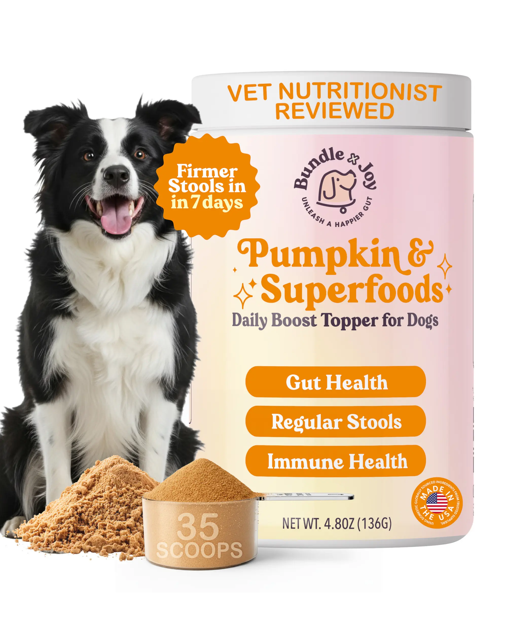 Bundle x Joy Dog Food Pumpkin & Nutrient-Dense Superfoods Daily Boost Powder - Supports Overall Wellness, No Artificial Flavors, No By-Products, No Grain