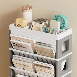 Rolling Bookcase with Lockable Wheels - Multi-Layer Storage Cart for Classroom Office, Stable Large Capacity Mobile Shelf