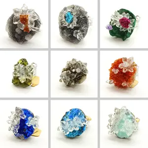 [No.203-211 Tray #9 】Unique Handmade Natural Crystal Ring For Christmas Gift
