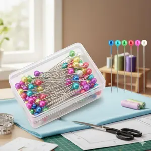 Professional Clear Portable Needle Case Kit for Sewing Embroidery, Multi-Color Straight Pins for Sewing Supplies Crafts, DIY Craft, Jewelry & Clothing. Durable Non-Slip Safety Design. Complete Sewing Tools Set.