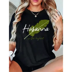 Vintage Palm Sunday Hosanna In The Highest Christian Easter T-ShirtWomen's Casual Short Sleeve Crew Neck T-Shirt For Spring & Summer