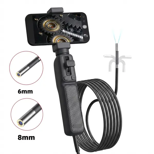 1080P HD 2-Way Articulating Endoscope Camera - 6/8mm Handheld Compact Thin Borescope, 8 LED Lights, 1M Flexible Cable, Record View Lens Auto Engines Inspection Tool for Automotive Maintenance, Handheld Scope Car