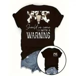 Women'S Short Sleeved Shirt, Western Dairy Cow Design, Holiday Short Sleeved T-Shirt, Pure Cotton Double-Sided Printed Round Neck Short Sleeved T-Shirt, Fashionable Single Piece