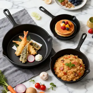 3 Piece Cast Iron Frying Pan Set – Pre-Seasoned Skillets (6-8-10 Inch), Heavy-Duty Design, Oven & Campfire Safe, Perfect for Home & Outdoor Cooking