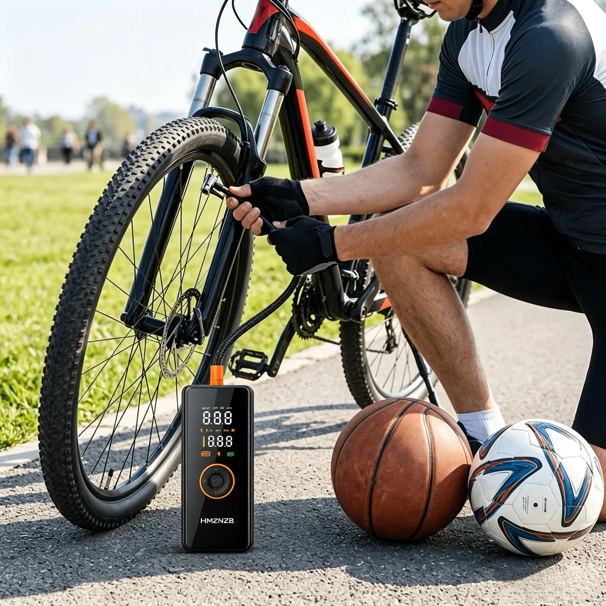Portable Wireless Digital Inflation Pump - 150PSI, 4000mAh, 3-Speed LED Lights, Air Compressor with Pressure Gauge for Cars, Bicycles, Camping Inflatables (Sports & Outdoor/Camping Use) bed sleeping