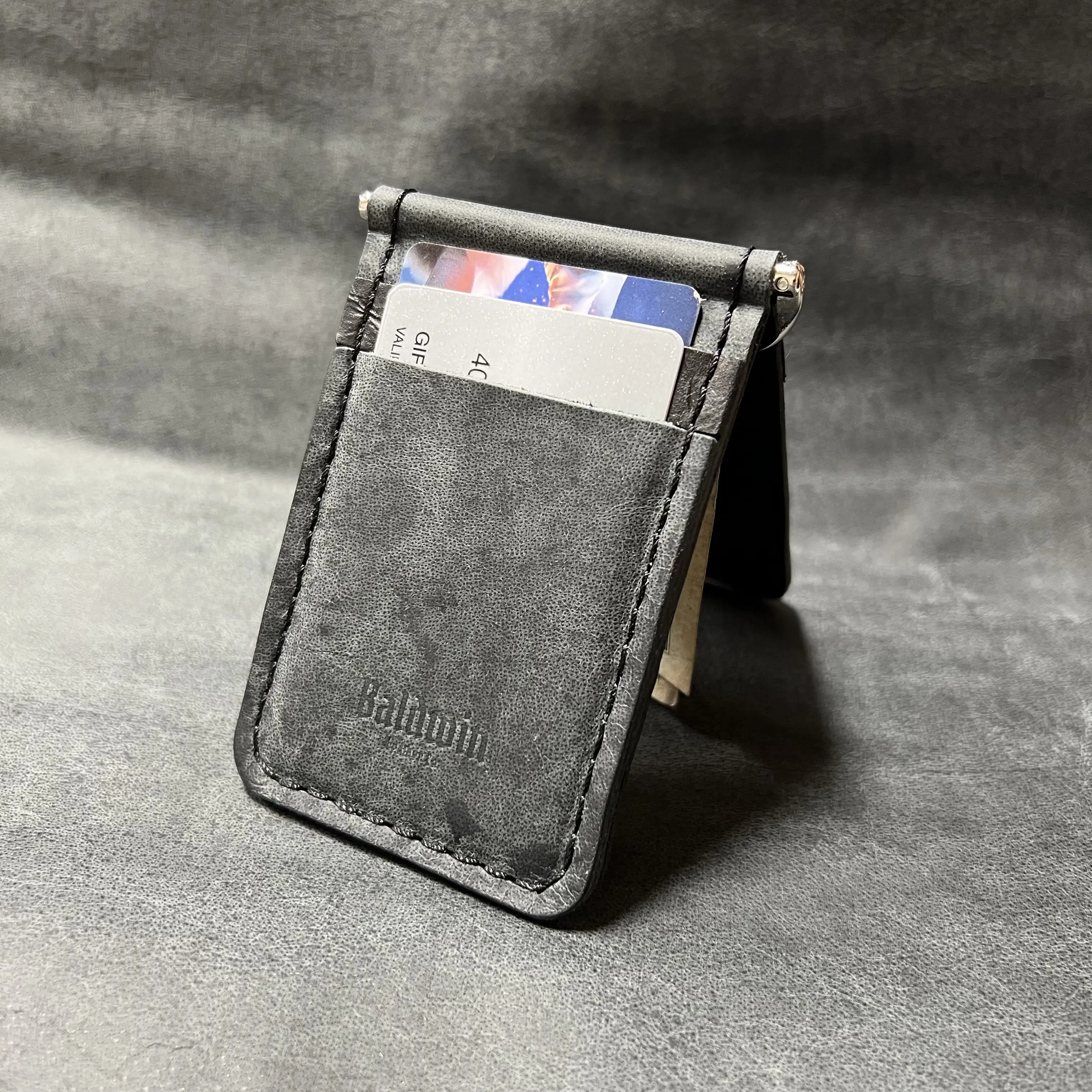 Baldwin Men's "Baldwin" Wallet Card Holder w/ Cash Clip - Foldable Cowhide Leather Minimalist Design for Casual Use