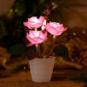 Rose Flower LED Night Light Bedroom Bedside Decoration Mood Table Lamp Valentine's Day Gift Café Atmosphere Light color lighting room