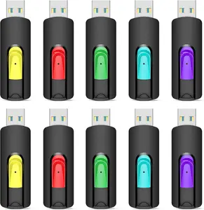128GB Flash Drive 10 Pack 128GB Thumb Drive USB Drive USB 2.0 Memory Stick Jump Drives for PC Laptop (Red Green Cyan Yellow Purple)