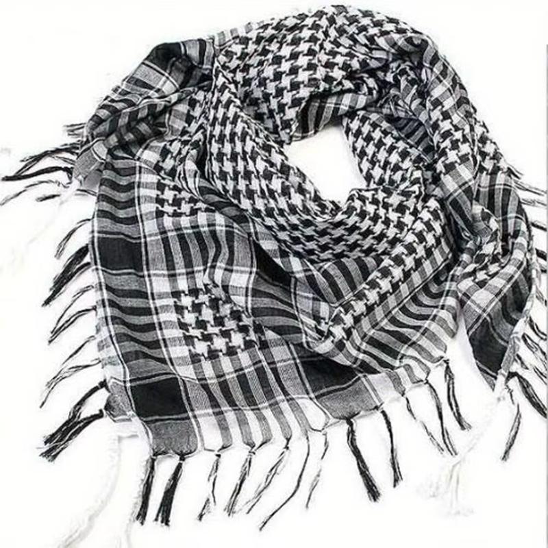 Middle Eastern stylish scarf shawl Keffiyeh Kafiya lightweight military Shemagh men's striped scarf with tassels, soft and warm