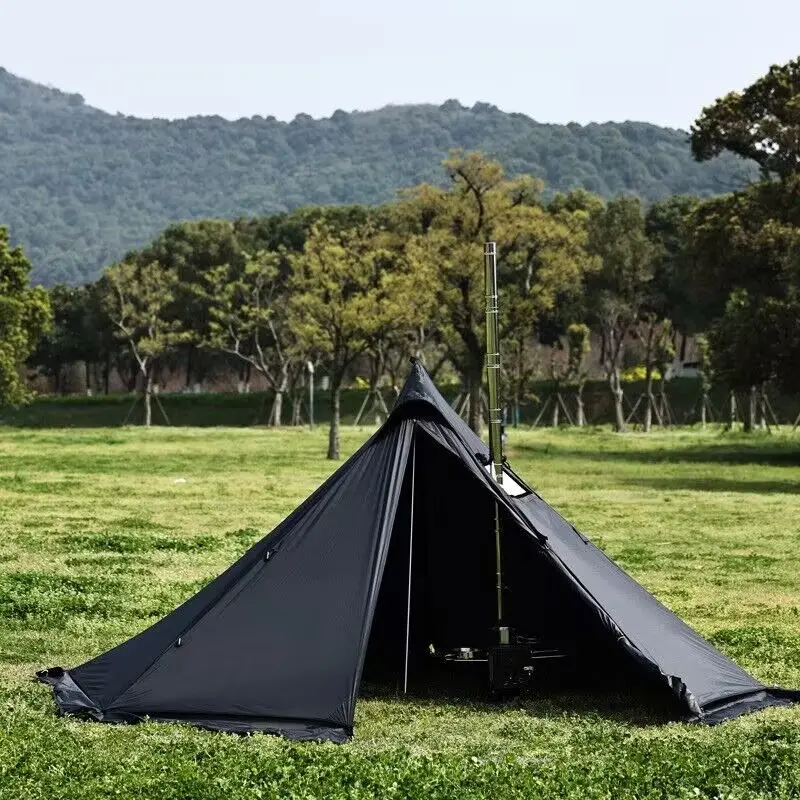 Outdoor Camping Tent, Pyramid Design, Heavy Rain Resistant, All-Season Lightweight Polyester Fabric Sky Dome, Aluminum Alloy Folding Portable