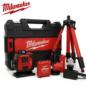 Milwaukee High-Brightness 4D 16-Line Green Laser Level Tool, ±4-Degree Self-Leveling System, 6000mAh 2-Battery Pack & Hard Carrying Case for Professional Contractors & Precision Woodworking Projects