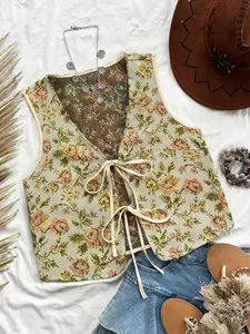 Women's Floral Pattern Fitted Tank Top, Retro Fashion Casual Sleeveless Top for Daily Outdoor Wear, Women Clothing for Fall & Winter, Classy Tops