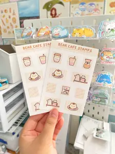 Bear Cafe Stamps Sticker Sheet