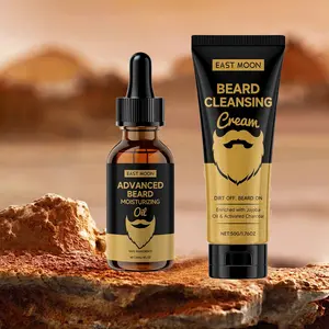 East Moon Beard Care Set for Men, Beard Care Kit, Gentle Beard Cleaning Cream 50ML and Nourishing Beard Oil 30ML, Daily Moisturizing Beard Grooming Products
