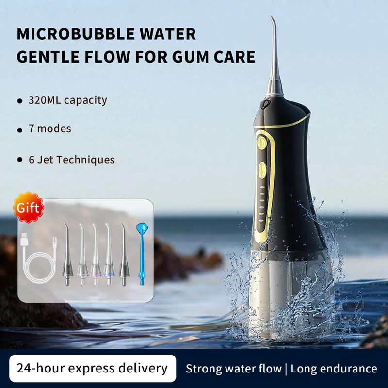 IPX7 Waterproof Electric Flossing Machine 320ML Capacity 7 Modes 6 Jet Techniques Gentle Gum Care Microbubble Water Flow Oral adult gift water  flosser  for  braces